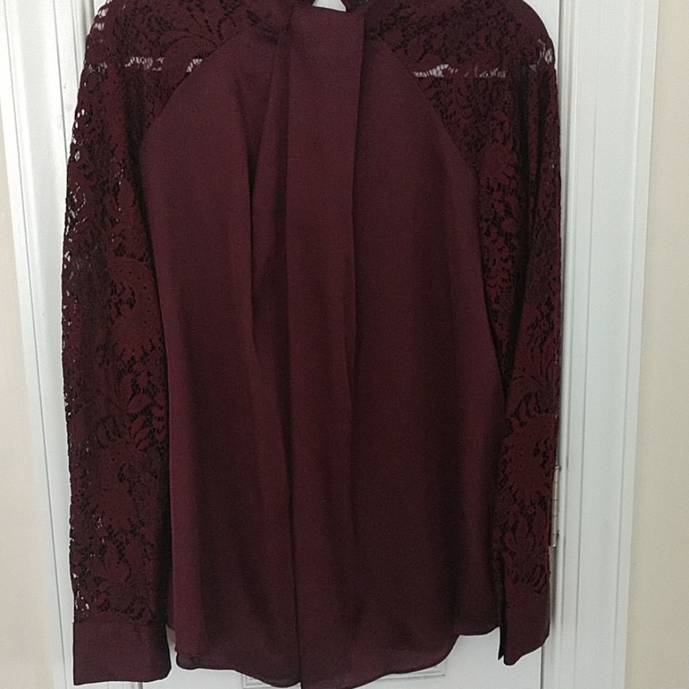 NWOT Worthington Burgundy Satin Blouse